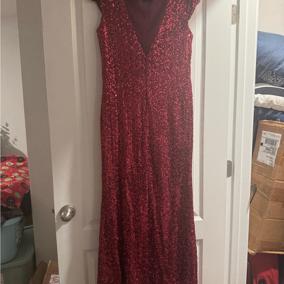 Elegant Red Sequin Gown